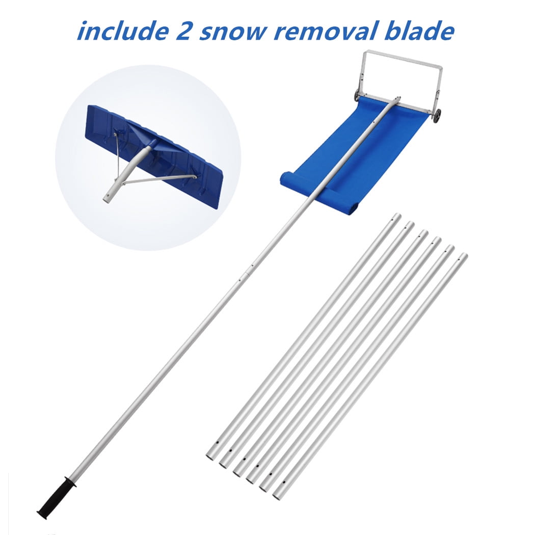 JOSTYLE Roof Snow Rake Removal Tool with 2 Cutting Blade Reach to
