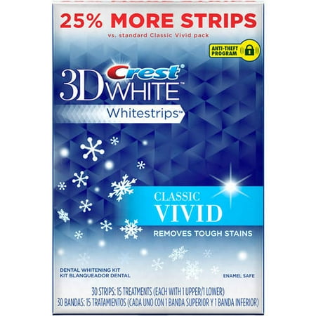 Crest 3D White Whitestrips Classic Vivid Dental Whitening Kit, 30 Count