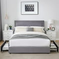 thumbnail image 2 of VECELO Full Size Bed Frame with 4 Large Storage Drawers, Modern Tufted Upholstered Platform Bed with Adjustable Headboard, No Box Spring Needed, Dark Gray, 2 of 9
