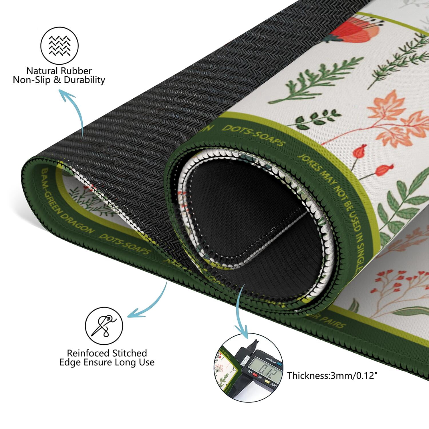 Green Mahjong Mat with Rules, 31.5*31.5in Anti Slip American Mahjong Mat for Table, Noise Reduction, Neoprene Mah jongg Mats with Carrying Bag & 3 Dices, Mahjong Set Gift, Board Tile Games Mats
