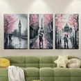 thumbnail image 2 of 2D Flat, 3pcs/set, 2D Flat Canvas painting--Unframed, pink trees and lovers on the streets, romantic atmosphere, Posters and prints, living room, library, office, cafe, bar, abstract art, perfect bi, 2 of 4
