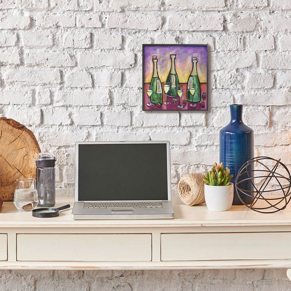 Stupell Industries Modern Colorful Champagne Purple Green Painting Framed Wall Art by Eric Waugh