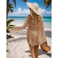thumbnail image 4 of Beach Cover Up for Women Boat Neck Crochet Sheer Kaftan Beach Dress Swimwear Swimsuit Cover Up Casual Loose Bathing Suit Coverup Alsol Lamesa, 4 of 6