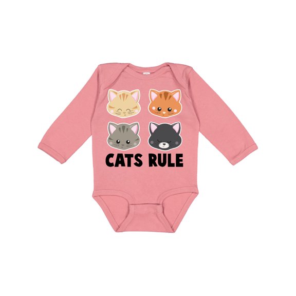 Inktastic Cats Rule with Cat Heads Boys or Girls Long Sleeve Baby Bodysuit