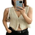 thumbnail image 3 of Gilet Sans Manches Tricoté pour Femmes avec Boutons Cardigan Décontracté Tricoté, 3 of 8