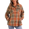 thumbnail image 1 of CAMISA DE CUADROS SUELTA DE HOMBRO CAÍDO PARA MUJERES INSPIRADA EN CHIC NARANJA S, 1 of 6
