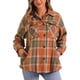 thumbnail image 1 of CAMISA DE CUADROS SUELTA DE HOMBRO CAÍDO PARA MUJERES INSPIRADA EN CHIC NARANJA M, 1 of 6