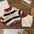 thumbnail image 6 of NAFUU Baby Boys Sweater Sets Long Sleeve Knit Striped Cardigan Coat Top Pants 2 Piece Set Soft Comfortable Clothes Fall Outfits Soft Fall Clothes 6-9 Months, 6 of 9