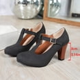 thumbnail image 5 of Women T-Strap High Heels Fashion Platform Round Toe Adjustable Strap Pumps Leather Summer Sweet Dress Shoes Black Size 8.5, 5 of 7