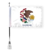 Promopatriot Illinois State Motorcycle Flag 6x9 inch - Double-Layered Printed 3-Ply Durable Knitted Polyester - 0.75 inch Sleeve - Fits on 3/8" Mount Pole (Not Included)