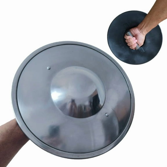 Heavy 16 Gauge Iron Steel Buckler Shield with Wooden Handle Medieval Roman Greek Norman Saxon Viking Knights LARP SCA Armor Shields