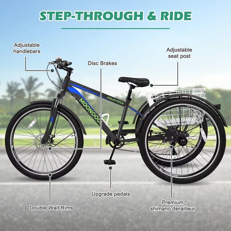 3 wheel bicycle 7 speed PEXMOR 7-Speed Mountain Tricycle Adults Pexmor It is also a great choice for the elders to move around Uforic Adult Tricycle, 26 Inch