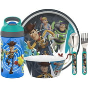 Toy Story 4 Dinnerware 5 Piece Set Includes Plate, Bowl, Water Bottle, and Utensil Tableware, Non-BPA Made of Durable Material and Perfect for Kids