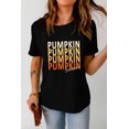 thumbnail image 1 of ABPHQTO Camiseta negra de manga corta con estampado de letras PUMPKIN SEASON para mujer, 1 of 5