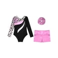 thumbnail image 5 of YONGHS Kids Girls Tumbling Biketard Gymnastics Dance Leotard with Shorts Hair Scrunchies Set Leopard 12, 5 of 7