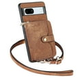 thumbnail image 4 of Wallet Case for Google Pixel 8, Adjustable Detachable Crossbody Zipper Purse Case with Card Holder & Kickstand, PU Leather Flip Folio Case for Google Pixel 8, Brown, 4 of 8