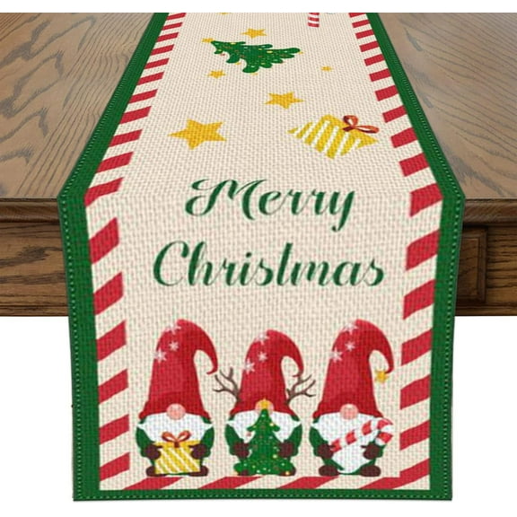 Christmas Table Runner Gnome Xmas Table Runner Seasonal Holiday Winter Farmhouse Kitchen Dining Table Christmas Decoration for Indoor Outdoor Home Party Coffee Decor 13 x 72 Inch
