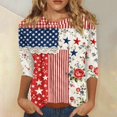 thumbnail image 3 of KDDYLITQ Womens 250 Year American Anniversary Tshirt Liberty 250 Years Birthday Crew Neck T-Shirts 4th July Red White and Blue Freedom Tees National Flag Print Cute 3/4 Sleeve Tops Vermilion M, 3 of 6