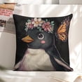 thumbnail image 5 of Penguin flower crown butterfly Linen toss pillowcase Decoration pillowcase Gift preferred 24x24" Cushion cover 2 set Sofa pillowcase Sofa bedroom living room car, 5 of 7