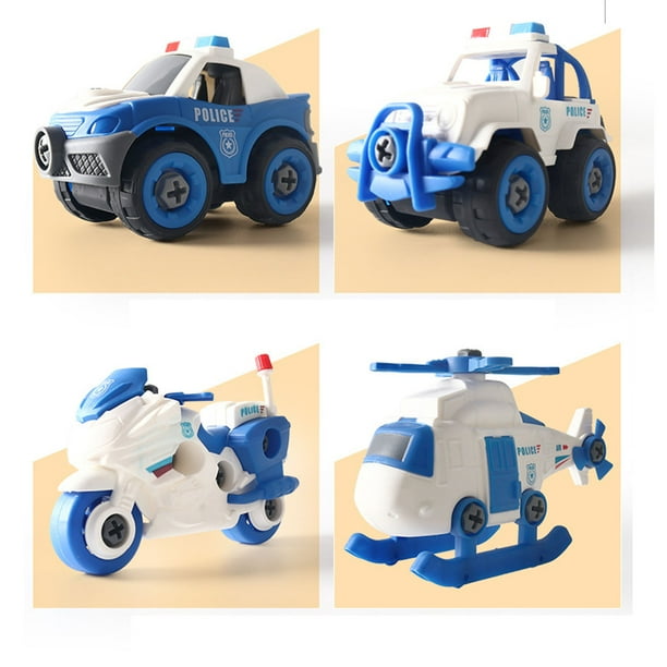 Mini vehículos, 4 piezas, helicóptero de policía para niños, juguete ensamblado, modelo de vehículo, el mejor de su clase