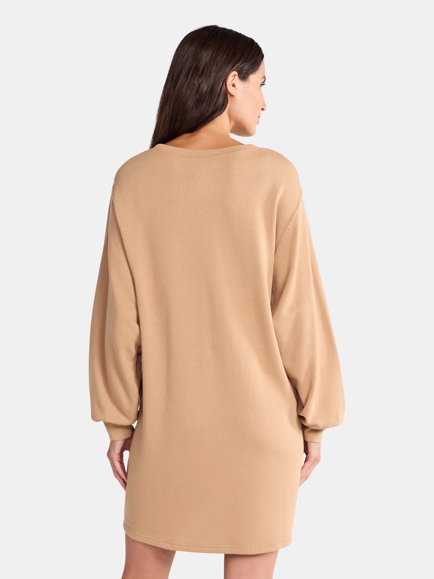 Time and Tru Women's Maternity French Terry Sweatshirt Dress with Long Sleeves, Sizes S-XXL