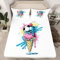 thumbnail image 2 of Feelyou Ice Cream Football Queen Sheet Sets, Watercolor Artwork Bed Set, 4 Pieces, 2 of 7