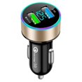 thumbnail image 1 of Dual USB Car Charger Adapter Car Cigarette Lighter LED Voltmeter For All Type Mobile Phone Charger Smart Dual USB Fast Charging Gold, 1 of 6