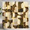 thumbnail image 2 of Boho Abstract Colorful Floral Shower Curtain, Vintage Retro Patchwork White Black Orange Flower Botanical Geometric Aesthetic Groovy Bathroom Decor Shower Curtain Set with 12 Hooks, 72X72in, 2 of 5