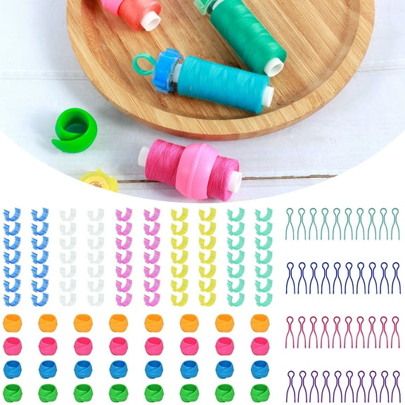 96Pcs / 142Pcs Bobbin Thread Buddies Set Including Bobbin Holders Clips Bobbin Thread Spool Hugger and Thread Clips Holder Practical Bobbins Buddies Set for Embroidery Quilting Sewing