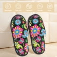 thumbnail image 2 of Fotbe Vector Mexican Otomi Style Bright Pantuflas Peludas para Mujer con Estampado, Zapatillas de Peluche, Zapatos de Invierno para Casa, Uso Interior y Exterior-Medium, 2 of 8