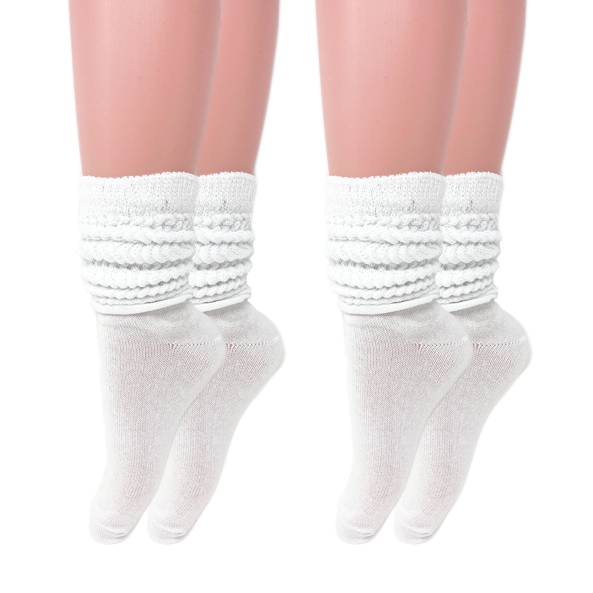 Cotton Lightweight Slouch Socks for Women White 2 PAIRS Size 9-11 ...