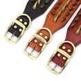 thumbnail image 6 of 2 Inch Width Genuine Leather Spiked Dog Collar,Heavy Metal Buckle 3-Row Studded Dog Collar,Fit Pitbull,Medium & Large Dogs, 6 of 9