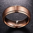 thumbnail image 4 of 8mm Men's Rose Gold Plated Tungsten Rings Wedding Band with Step Beveled Edges Size 7-12, 4 of 5