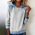 thumbnail image 2 of Yigetop Hoodie Sweatshirt for Women Women's Denim Patchwork Hoodies Sweatshirts Cute Long Sleeve Soft Casual Pullover Cute Shirts for Women Silver S, 2 of 4