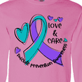 thumbnail image 4 of Inktastic Love and Care Suicide Prevention Awareness Ribbon and Hearts Long Sleeve T-Shirt, 4 of 5
