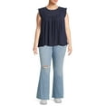 thumbnail image 2 of Terra & Sky Women's Plus Size Eyelet Trim Flutter Sleeve Top, 2 of 5