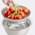 thumbnail image 2 of Foldable Mesh Steamer Basket with Removable Handle, Stainless Steel Vegetable & Fruit Colander, 2 of 7
