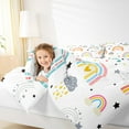 thumbnail image 5 of Manfei Vintage bohemian Rainbow Bedding Comforter Set,Cartoon Clouds Stars Twin Comforter Sets,Colorful Striped Bedding Set For Kids Girl, Microfiber Bedroom Decor Reversible,2pcs, 5 of 9