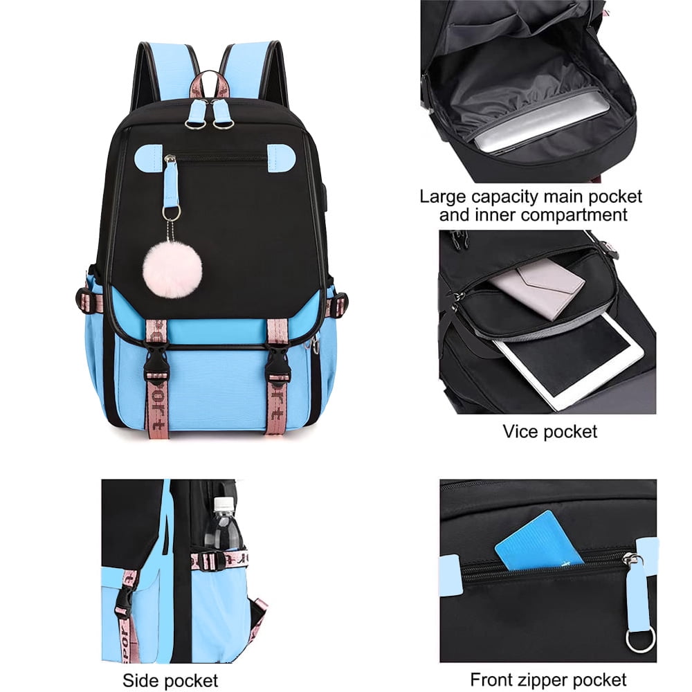 SANMADROLA School Backpack Bookbag, Heavy Duty Backpack 21L Schoolbag Bookbag with USB Charge Port