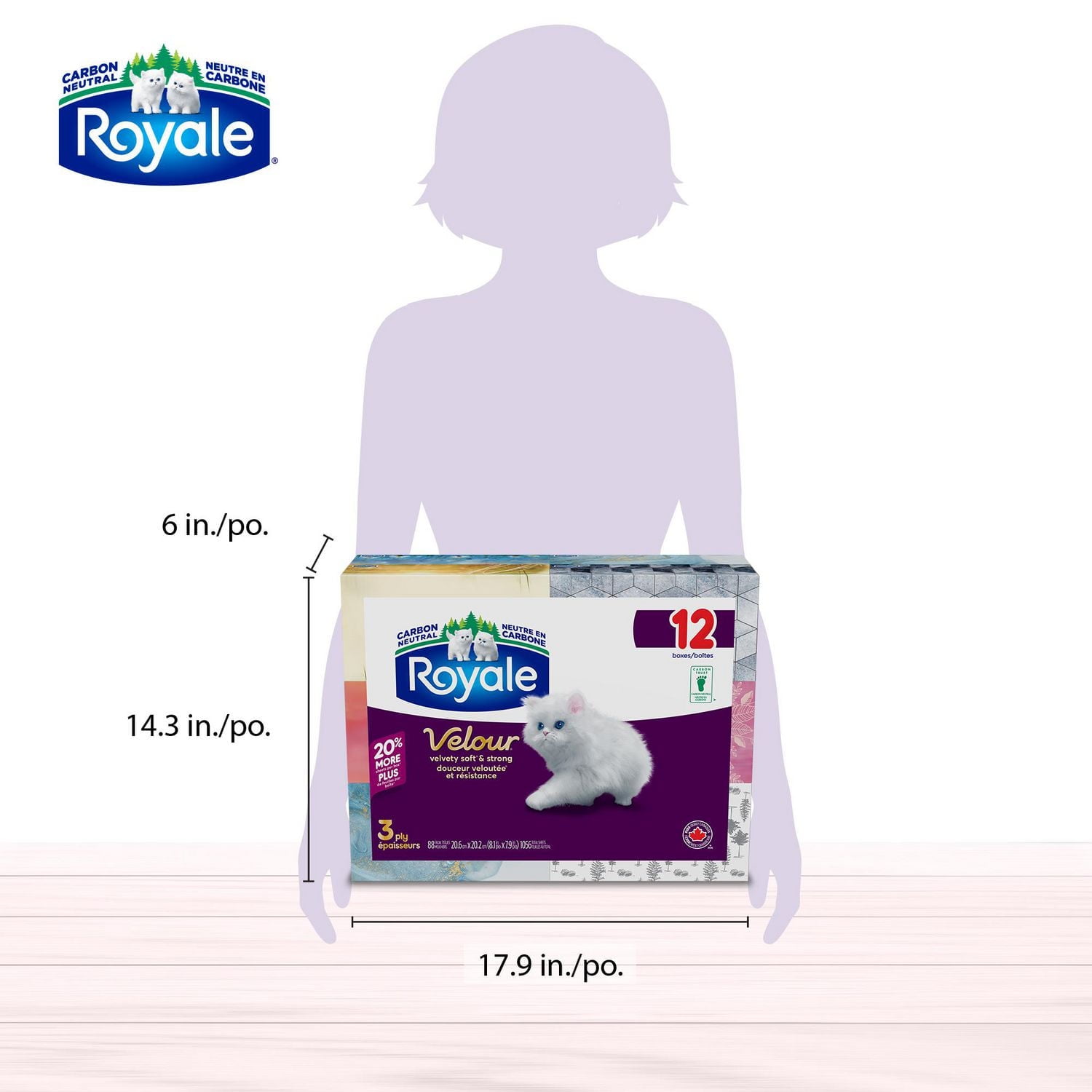 Royale Velour Facial Tissue, 12 Flat Boxes, 88 Tissues per box