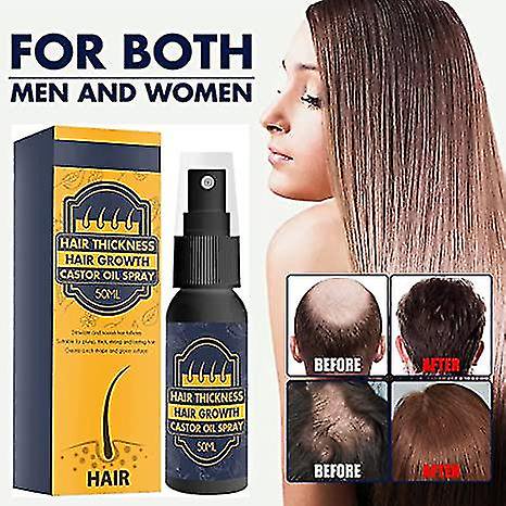 3Pcs Spray para el crecimiento del cabello con aceite de ricino de 3 piezas - Spray nutritivo de jengibre con aceite de ricino orgánico para el crecimiento de pestañas y cejas - Maximiza el gros
