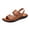 Khaki, variant on Men's Beach Sandals Leather Adjustable Buckle Strap Platform Slippers Comfortable Cut out Slides Open Toe Summer Beach Slip on Shoes Brown Size 8