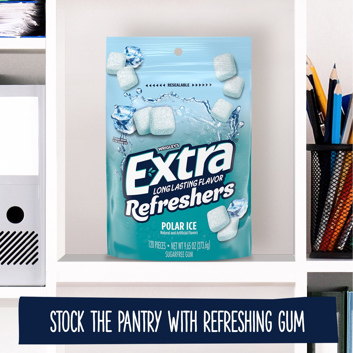 Extra Refreshers Polar Ice Sugar Free Chewing Gum Bulk- 120 Pieces Bag