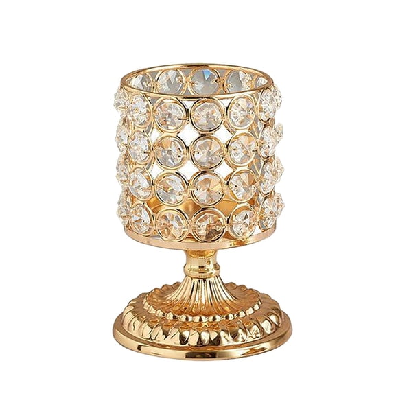 Portavelas de cristal dorado decorativo, candelabros para centro de mesa segundo