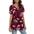 thumbnail image 4 of a.Jesdani Women's Plus Size Tunic Tops Casual Floral Blouses Short Sleeve Henley Shirts for Women M-4XL, 4 of 7