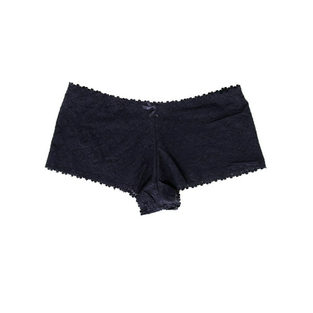 BASILICA - Full Figure Floral Lace Boyshort Panties For Ladies, Navy, M ...