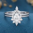 thumbnail image 2 of Silvago Jewelry Prong Set 1.85 Ct Pear Cut Moissanite Rings - 14K White Gold Plated Rings - Bridal Set Engagement Wedding Rings - Wedding Bridal Rings for Women's - Bridal Moissanite Jewelry, 2 of 7