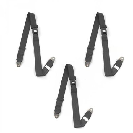 safeTboy  Charcoal Lap Bench Seat Belt Kit for 1928-1932 Early Cars Standard 2 Point - 3 Belts