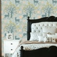 thumbnail image 2 of Boho Peel and Stick Wallpaper 23.6in x 9.8ft Whimsical Forest Deer Tree Floral Elements Light Blue Contact Paper Vinyl Self-Adhesive Removable Wall Paper for Bedroom Nursery Renter Friendly, 2 of 8