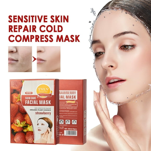 YFYDS Fruit and Strawberry Facial Mask, Moisturizing Hydrating Mask for Dry Skin, Box of 10 Sheets for Deep Skin Care and Rejuvenation Clearance Sales Today Deals Prime